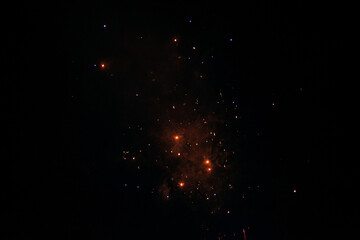 Bright fireworks in the night sky