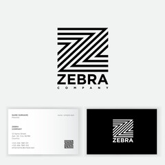 Z letter. Zebra logo. Logo consist of some lines. Z monogram can used for business, clothes, online shop, zoo, pet-shop. Business card. - obrazy, fototapety, plakaty