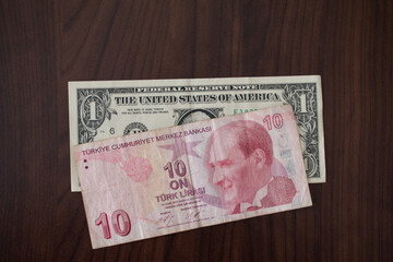 U.S. one dollar and ten Turkish lira