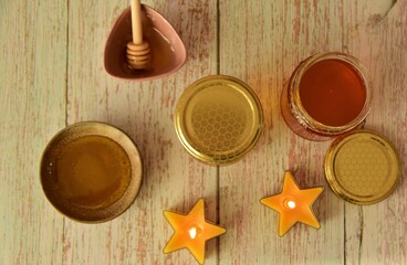 bee honey and natural wax candles