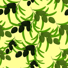 Seamless pattern. Olive branch. Vector. Design element for fabric, wrapping paper, packaging design.