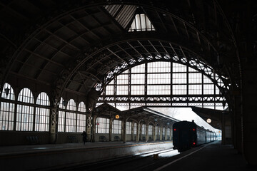 Saint Petersburg, Russia - November 1, 2020,.  Vitebsk railway station, vintage interior in Art Nouveau style