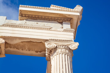 Entablature and part of the column of the Ionic order
