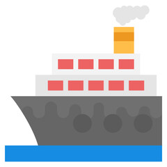 
Cargo ship with containers flat vector icon design
