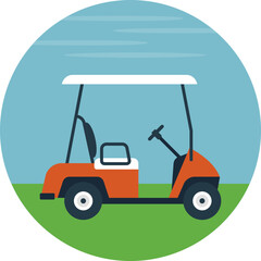 
Flat icon golf cart, golf course 
