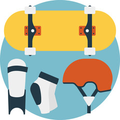 
Flat icon skateboarding, boarding equipment 
