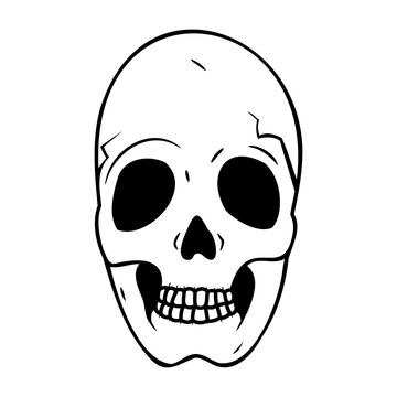 Human skull flat icon isolated on white background.