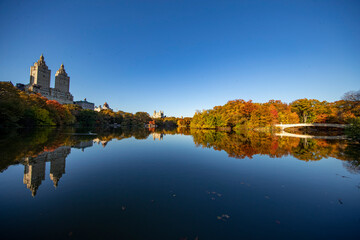 The Bow Bridge over the Lake in Central Park, New York City