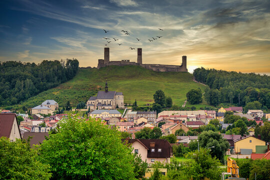 Castle ruins in Checiny, Poland.