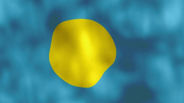 Flag of Palau Islands waving in wind. Realistic animation with the Palauan flag