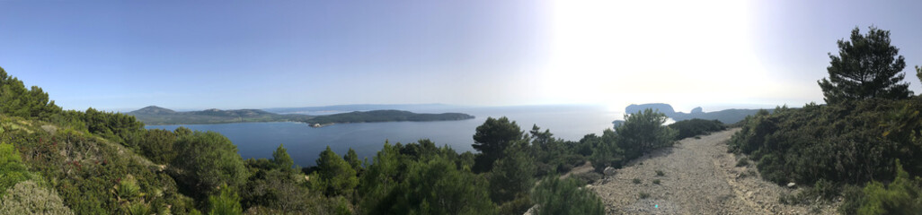 Fototapeta na wymiar coastal view from monte timidone, alghero, sardinia, italy