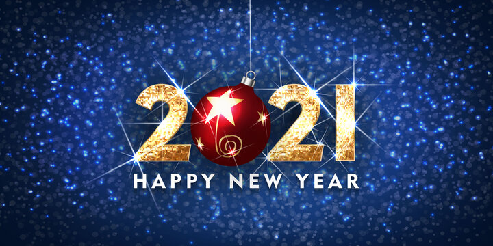 2021 Happy new year. Gold Design of greeting card. Gold Shining Pattern. Happy New Year Banner with 2021 Numbers on Bright Background. Vector illustration	