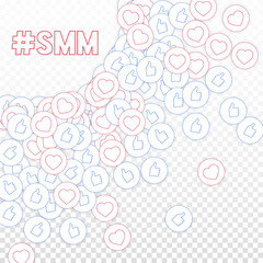 Social media icons. Smm concept. Falling scattered