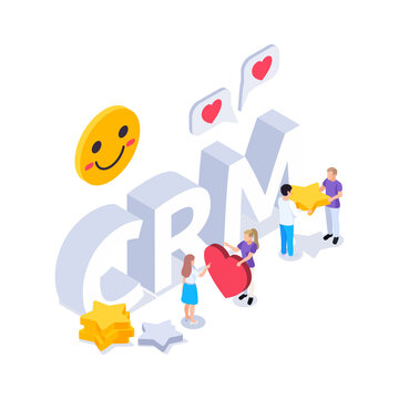 CRM Web Isometric Composition © Macrovector