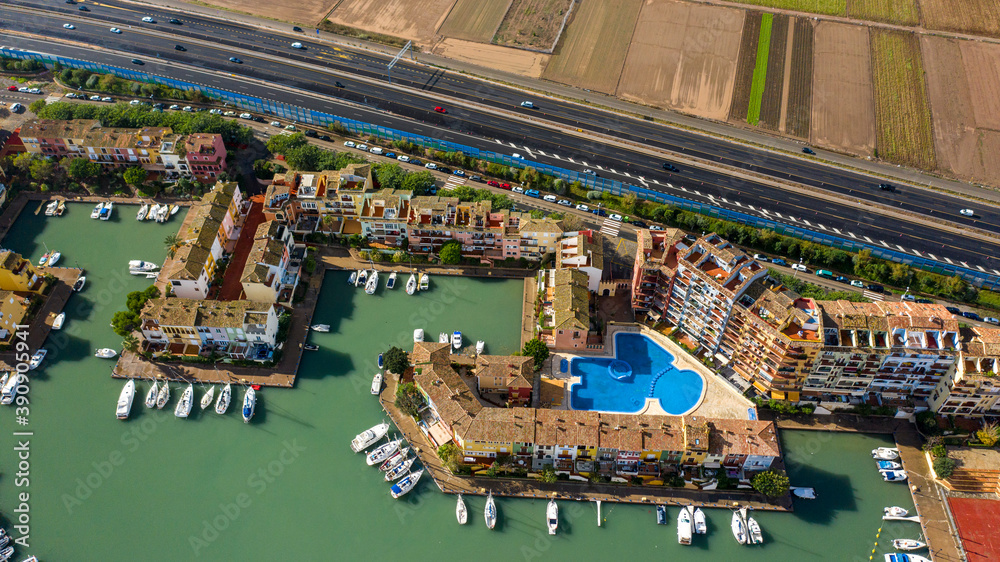 Poster marina and residential complex port saplaya valencia spain