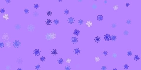 Light Purple vector doodle pattern with flowers.