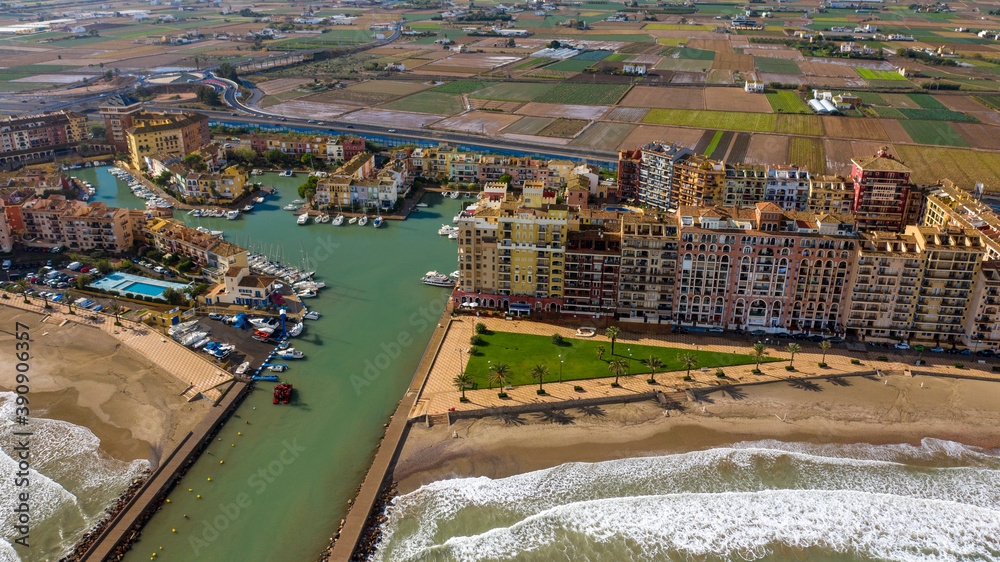 Poster Marina and residential complex Port Saplaya Valencia Spain