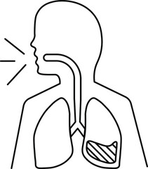 line icon, pneumonia, schematic lungs