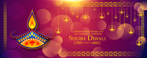 Happy Diwali, Festival of lights ,Vector illustration and Beautiful greeting card for celebration of shubh deepawali - 390910703