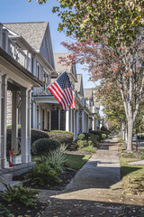 Fototapeta na wymiar american flag on a house