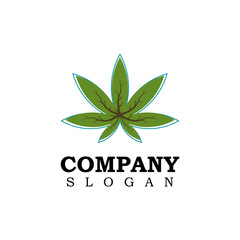 Modern Green Marijuana Pot Weed Leaf vector logo
