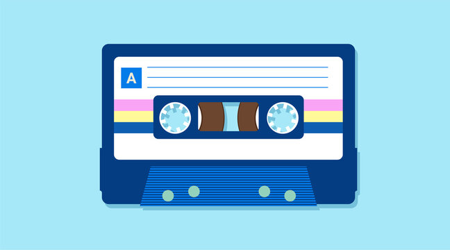 Cassette tape vector illustration - Old school musical cassette (mc).