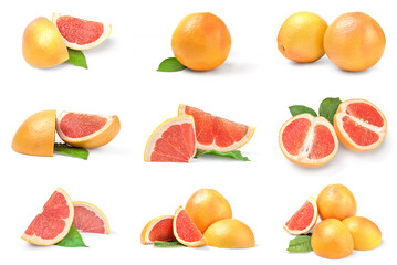 Set of grapefruit isolated on a white background cutout