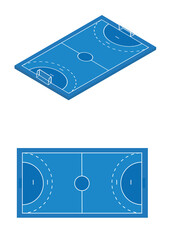 Blue handball field. vector illustration