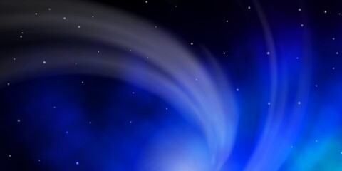 Dark BLUE vector background with small and big stars.