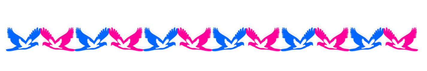 Obraz premium Natural dove of peace ornament decoration footer in blue and pink color