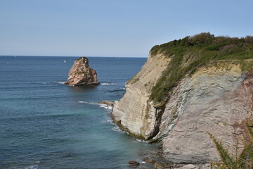 Cliffs in Atlantic ocean in Hendaye, France