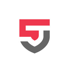 Letter CJ JC shield logo design, security protection concept, simple monogram illustration