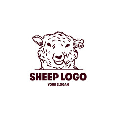 The logo of a sheep holding a twig with a leaf.  Livestock counting farm logo