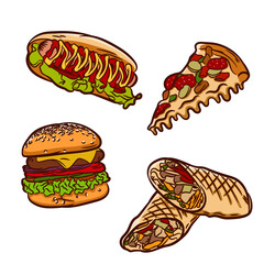 Fast and unhealthy food poster.  High-calorie food