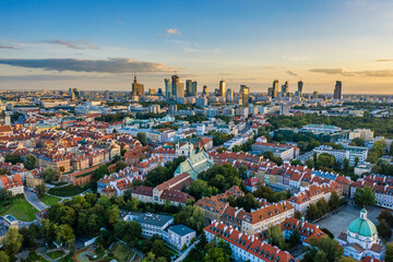 Obraz premium Warsaw city center aerial view