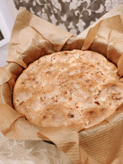 Tasty vegetarian vegetable cabbage pie Russian cuisine food closeup photo