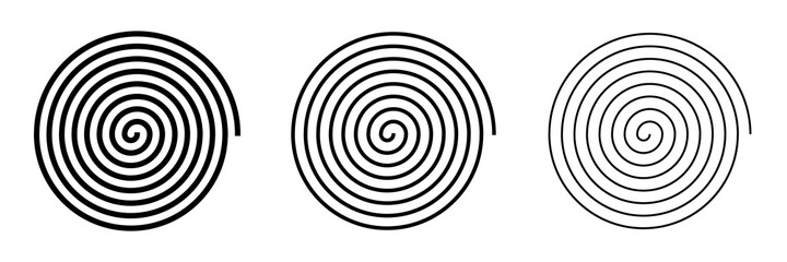 Spiral sign isolated on white background. Set of different size spirals for web and applications. Vector EPS 10 illustration.