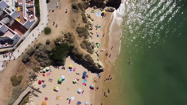 Aerial view of seaside and beach Portugal Algarve