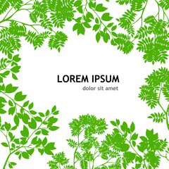 Background frame made of green leaves. Vector illustration