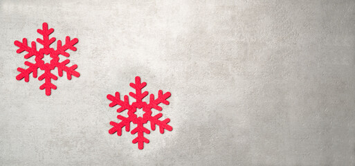 Christmas decoration red snowflakes over winter background