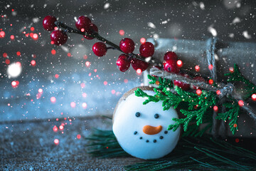 snowman with christmas tree