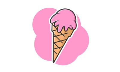 Delicious strawberry milk ice cream illustration vector design