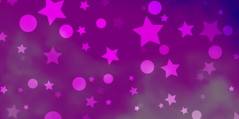Light Purple vector background with circles, stars.