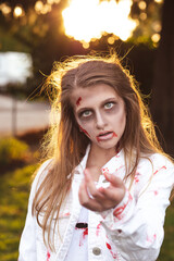 zombie girl portrait halloween 
