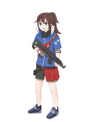 Street girl with her gun 