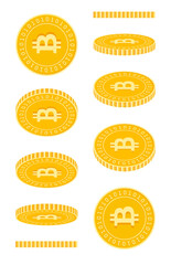 Bitcoin, internet currency coins set, animation re