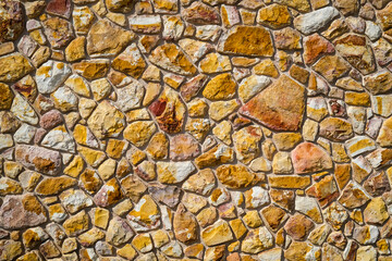 Wall made of rocks, stone wall.