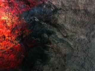 3d illustration, texture of rough stone, surface with red, gray, black and brown paint close-up