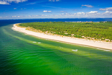 Beautiful beach on peninsula Hel, Baltic Sea, aerial view - obrazy, fototapety, plakaty