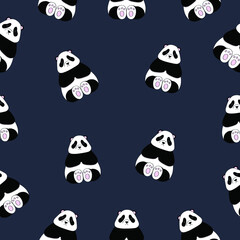 
Pattern with pandas on a dark blue background
